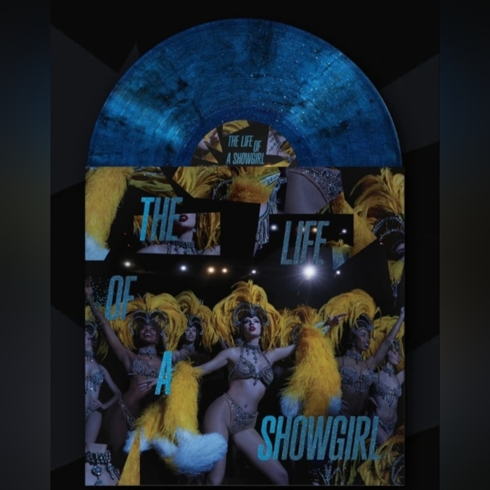 NWT The Life of a Showgirl Lakeside Beach Blue Sparkle Vinyl